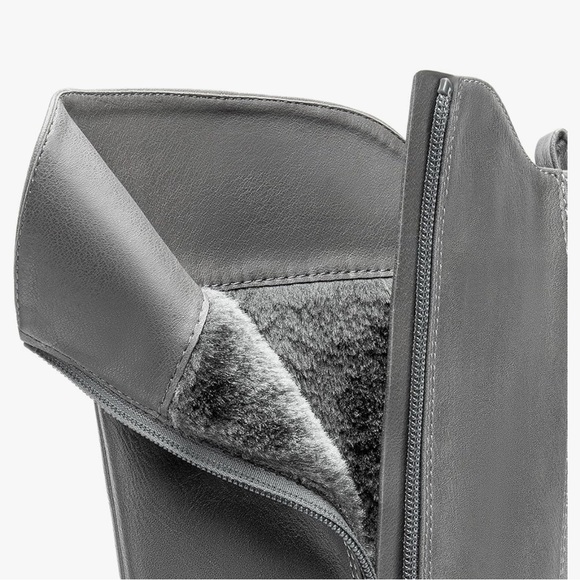 DREAM PAIRS Women's Grey Knee High Buckle Riding Boots - Picture 4 of 6